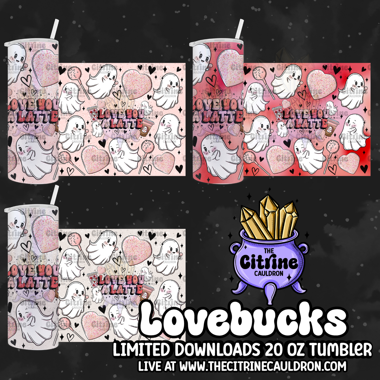 Lovebucks Ghosties - PNG Wrap for Sublimation 20oz Tumbler