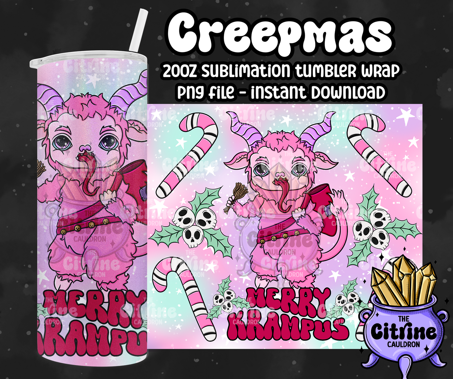 Merry Krampus - PNG Wrap for Sublimation 20oz Tumbler
