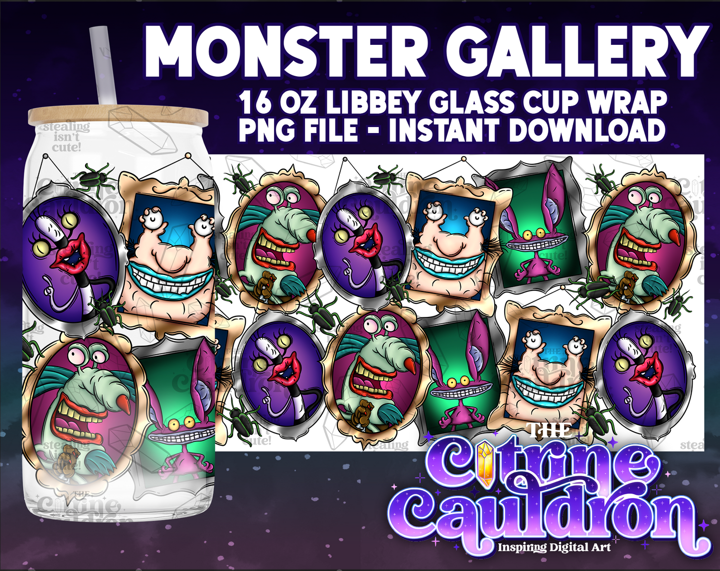 Monster Gallery - PNG Wrap for Libbey 16oz Glass Can