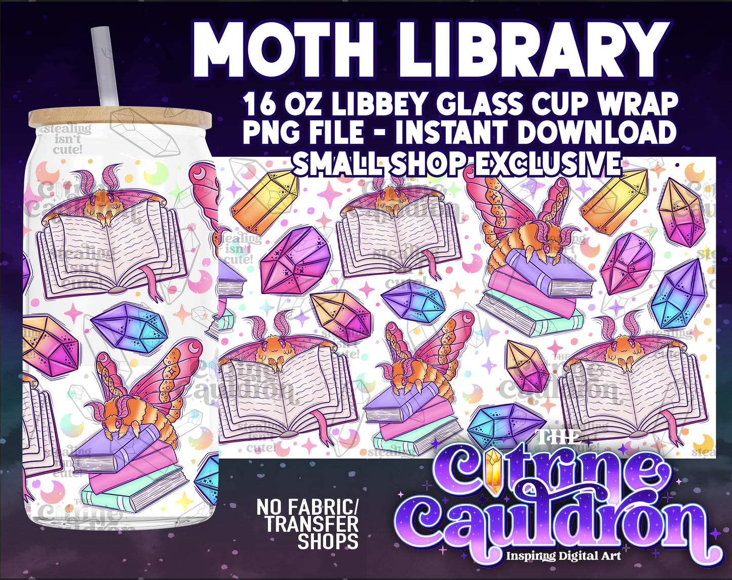 Bookish - PNG Wrap for Libbey 16oz Glass Can - SMALL SHOP