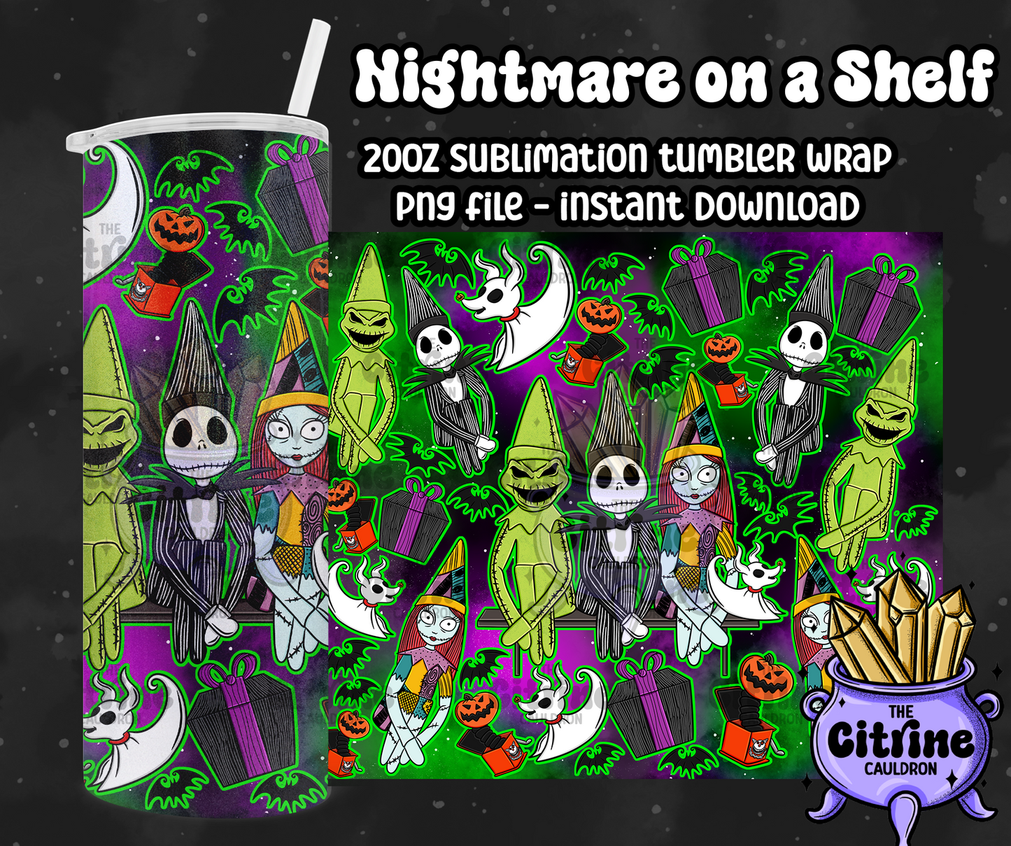 Nightmare on a Shelf - PNG Wrap for Sublimation 20oz Tumbler