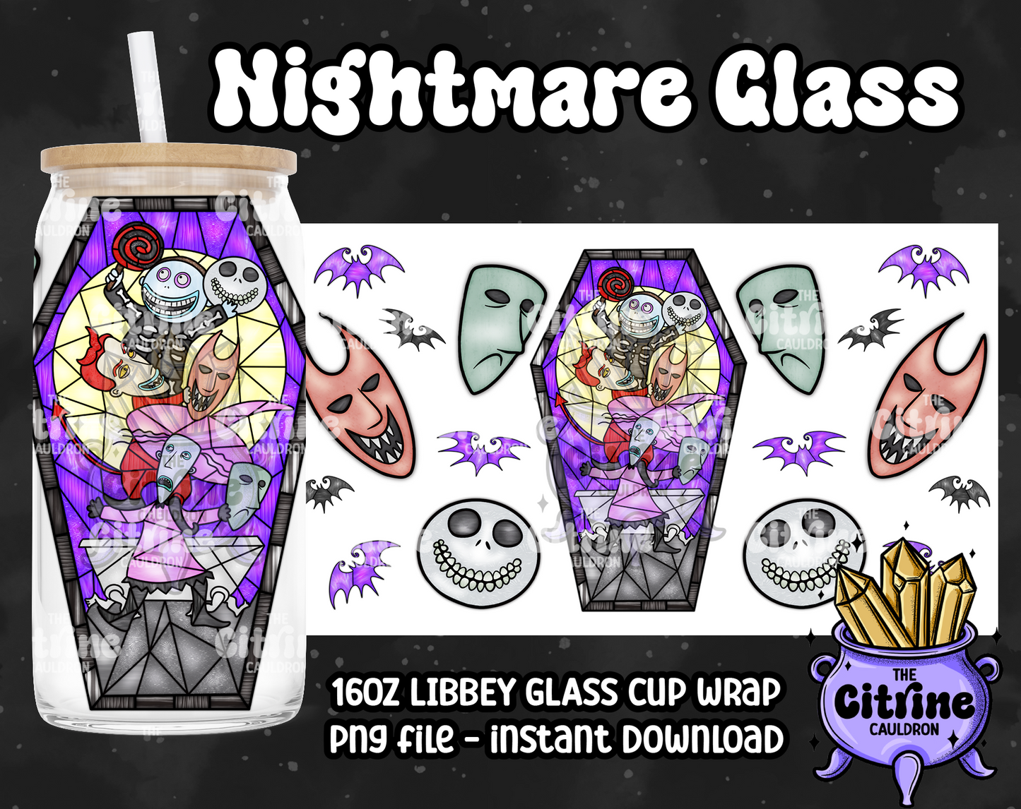 Nightmare Glass - PNG Wrap for Libbey 16oz Glass Can