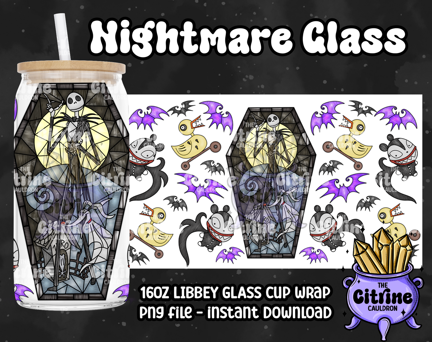 Nightmare Glass - PNG Wrap for Libbey 16oz Glass Can