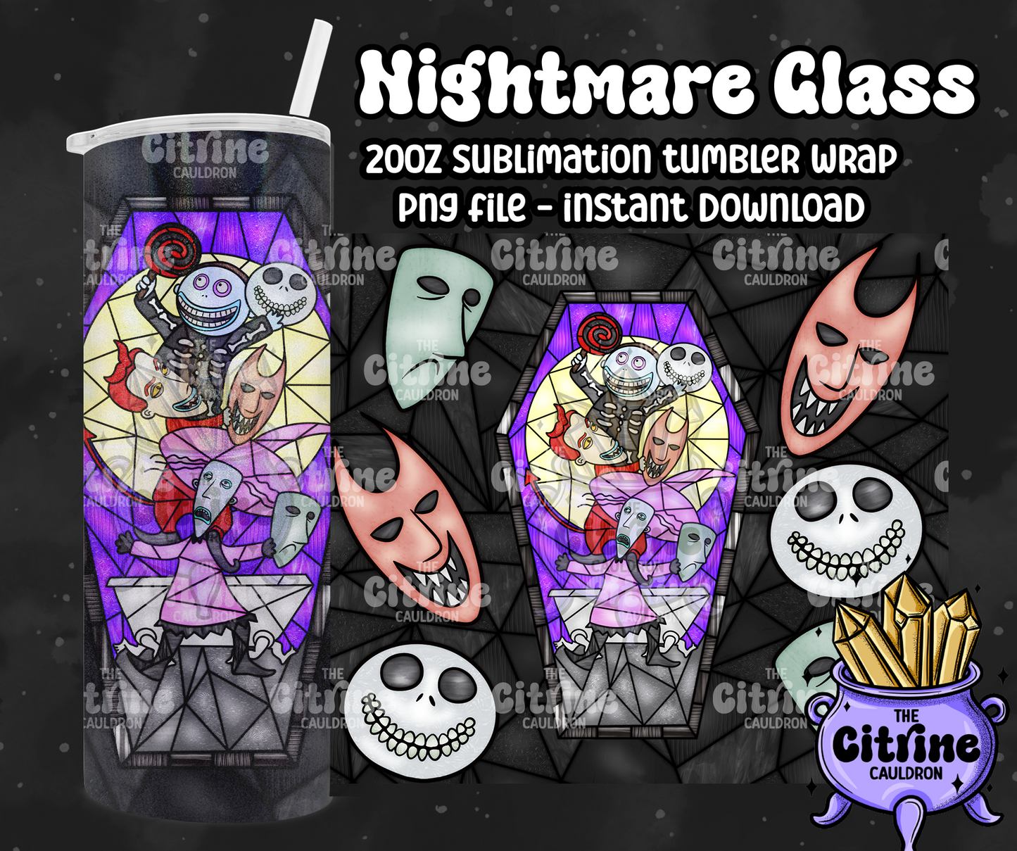 Nightmare Glass - PNG Wrap for Sublimation 20oz Tumbler