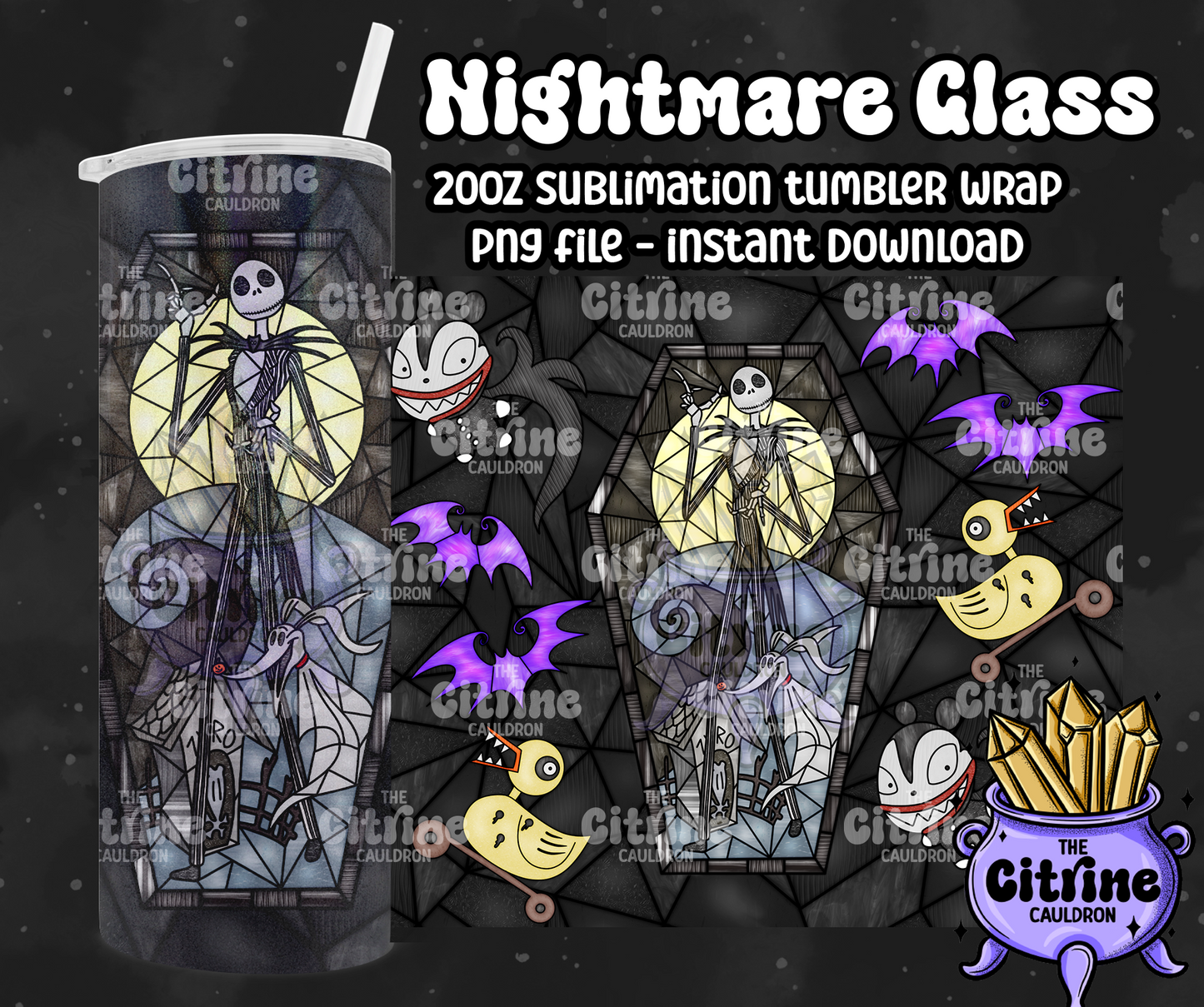 Nightmare Glass - PNG Wrap for Sublimation 20oz Tumbler