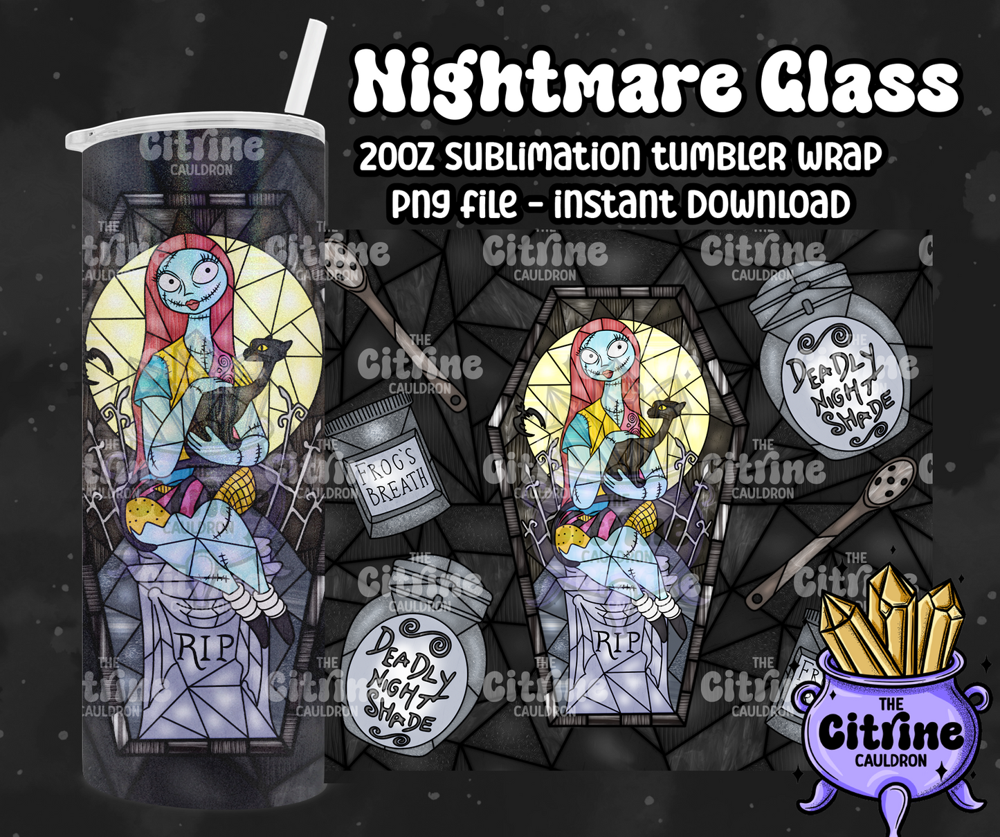 Nightmare Glass - PNG Wrap for Sublimation 20oz Tumbler