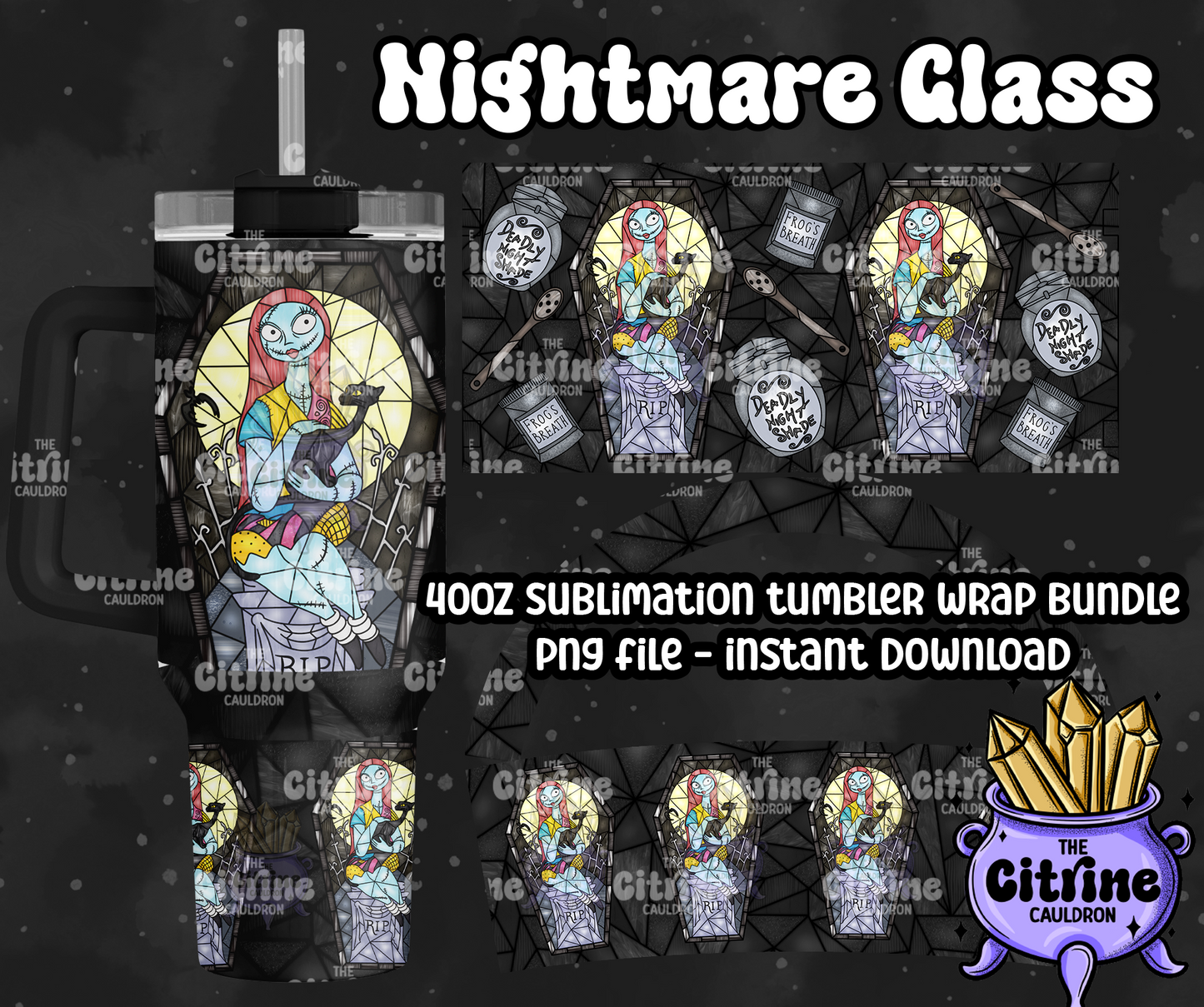 Nightmare Glass - PNG Wrap for Sublimation 40oz Tumbler