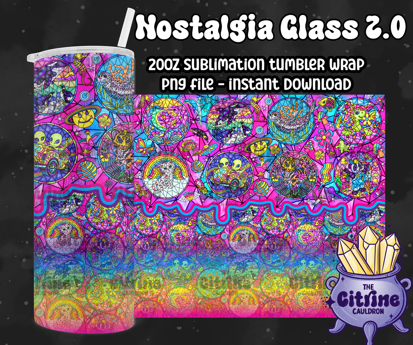 Nostalgia Glass 2.0 Mash Up - PNG Wrap for Sublimation 20oz Tumbler