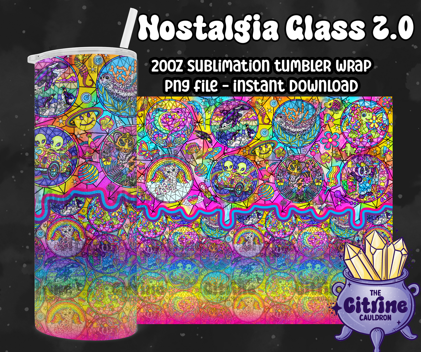 Nostalgia Glass 2.0 Mash Up - PNG Wrap for Sublimation 20oz Tumbler