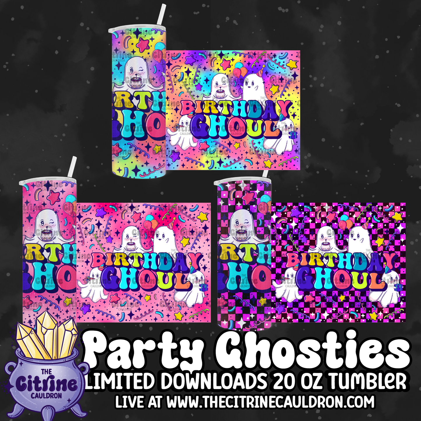 Party Ghosties - PNG Wrap for Sublimation 20oz Tumbler