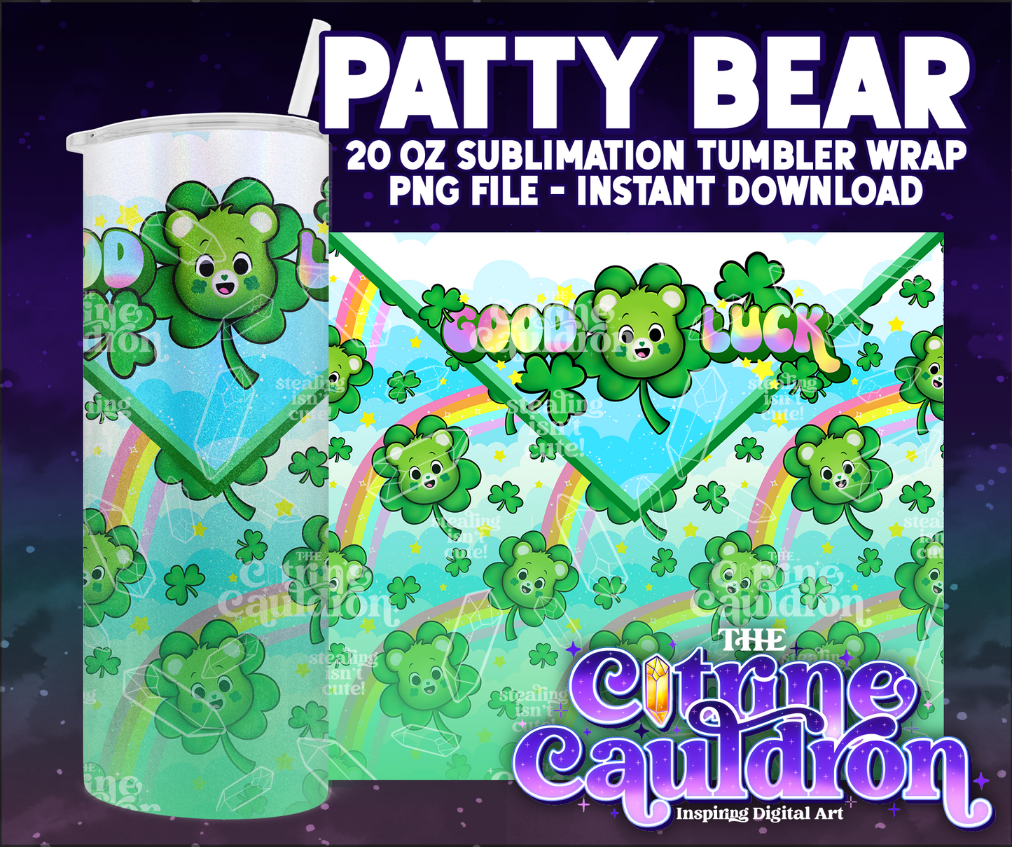 Patty Bear - PNG Wrap for Sublimation 20oz Tumbler