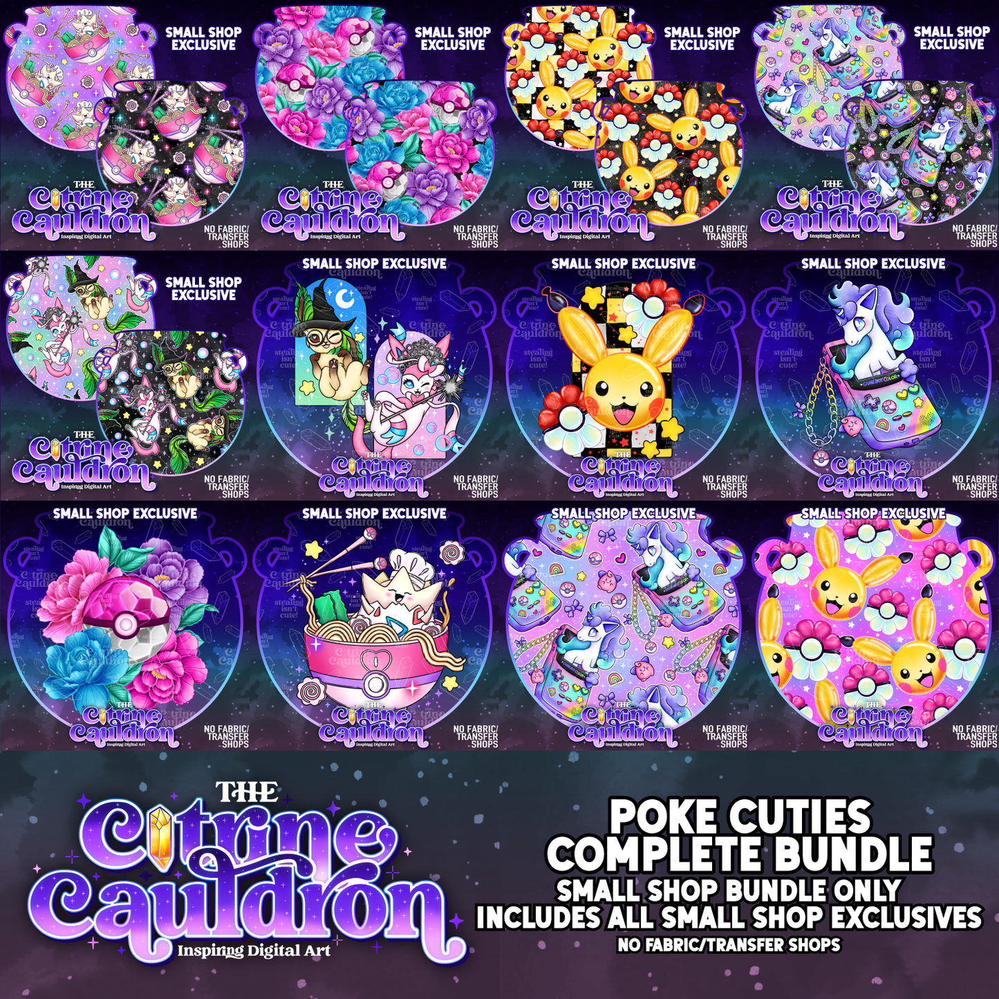 Poke Cuties Collection - Seamless & PNG Bundle - SMALL SHOP
