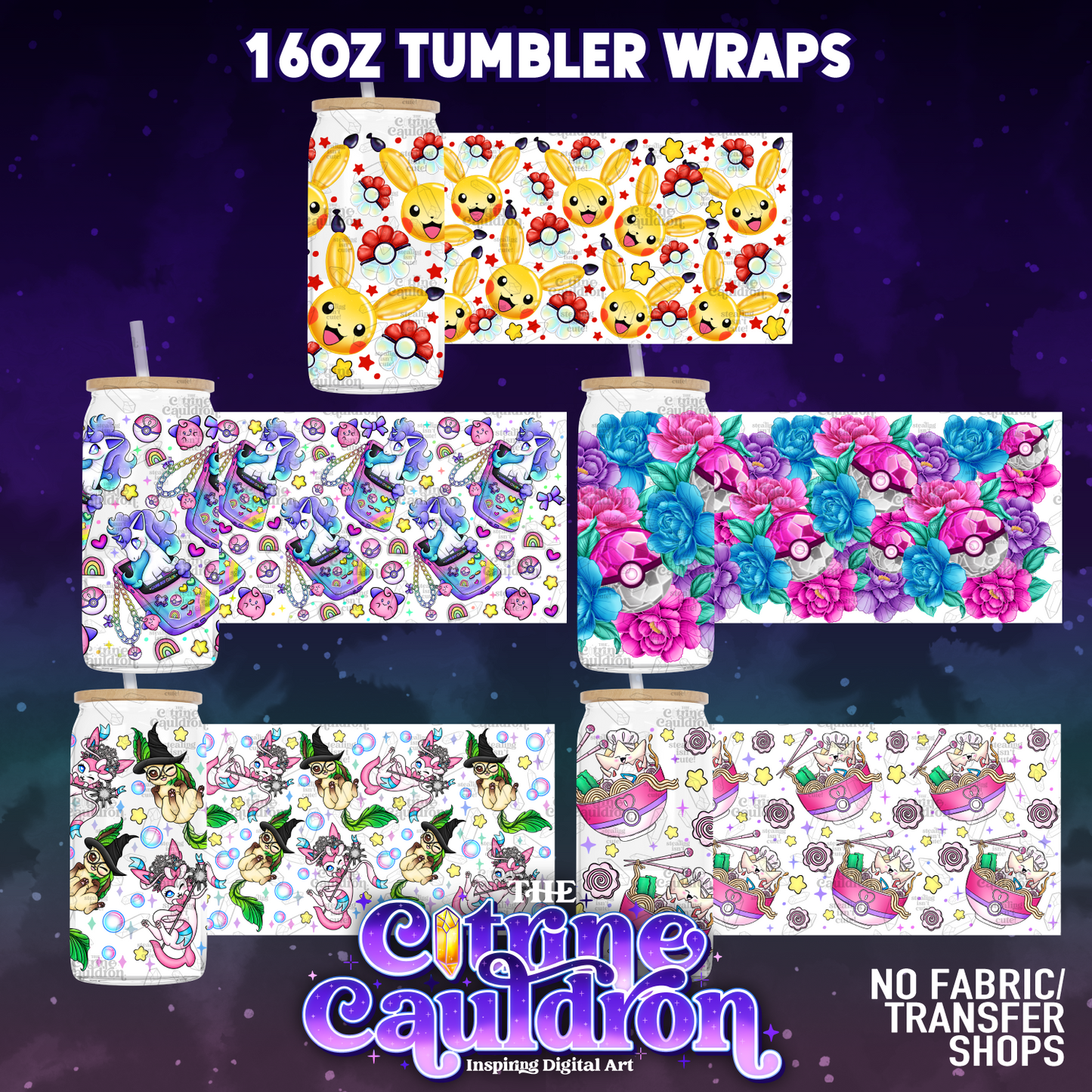 Poke Cuties - PNG Wrap for Libbey 16oz Glass Can - SMALL SHOP