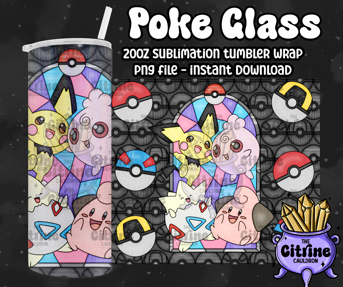 Poke Glass - PNG Wrap for Sublimation 20oz Tumbler