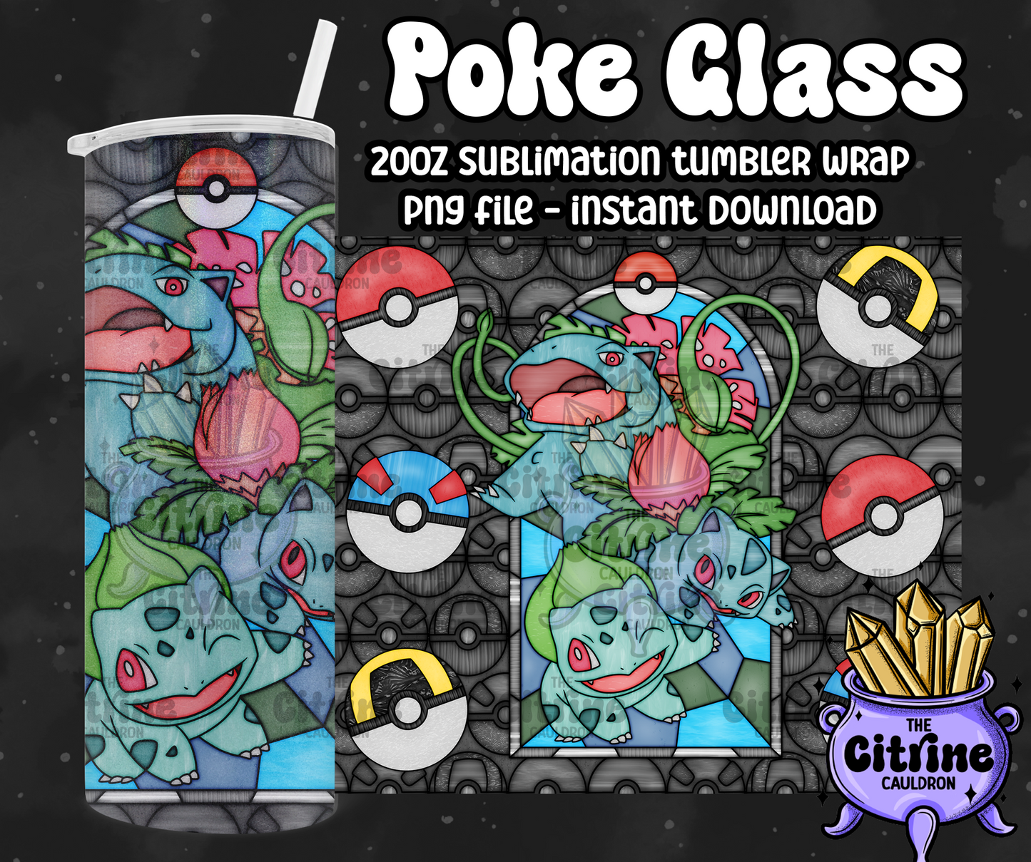 Poke Glass - PNG Wrap for Sublimation 20oz Tumbler