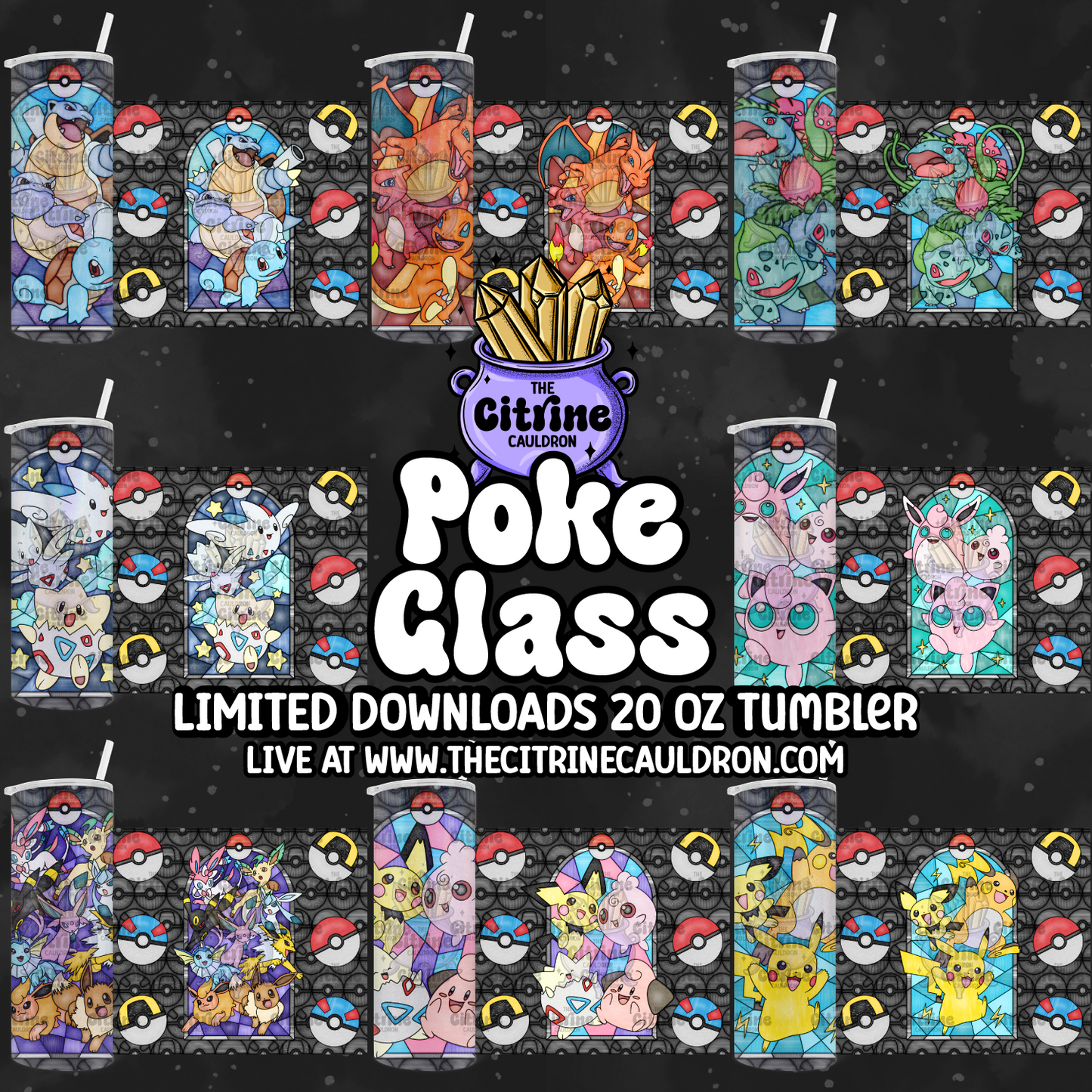 Poke Glass - PNG Wrap for Sublimation 20oz Tumbler