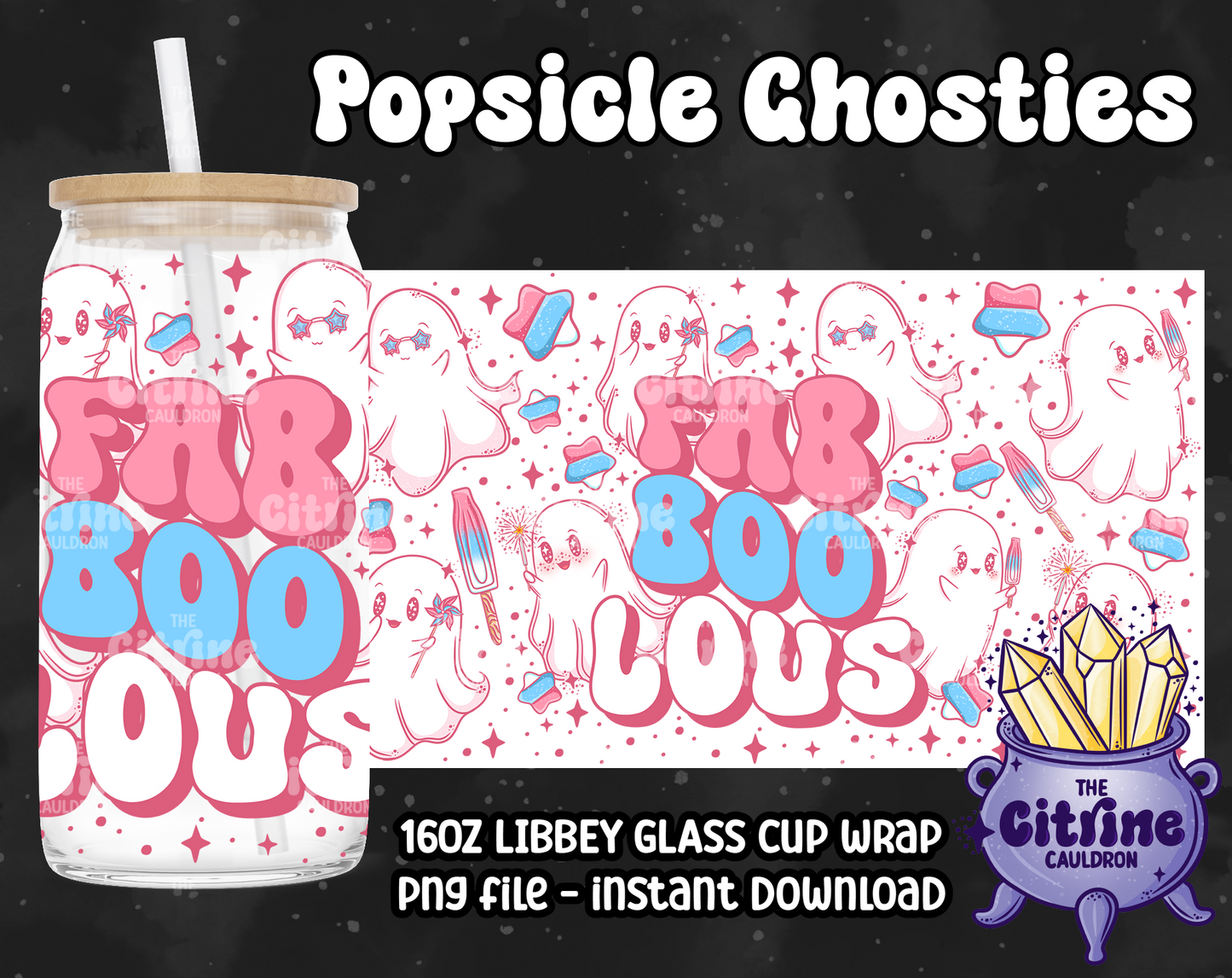 Popsicles Ghosties - PNG Wrap for Libbey 16oz Glass Can
