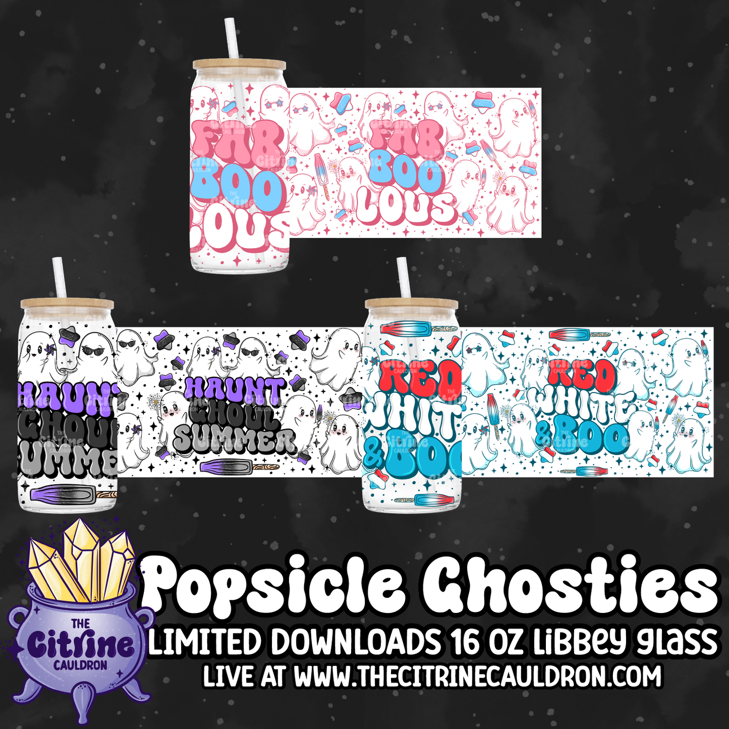 Popsicles Ghosties - PNG Wrap for Libbey 16oz Glass Can