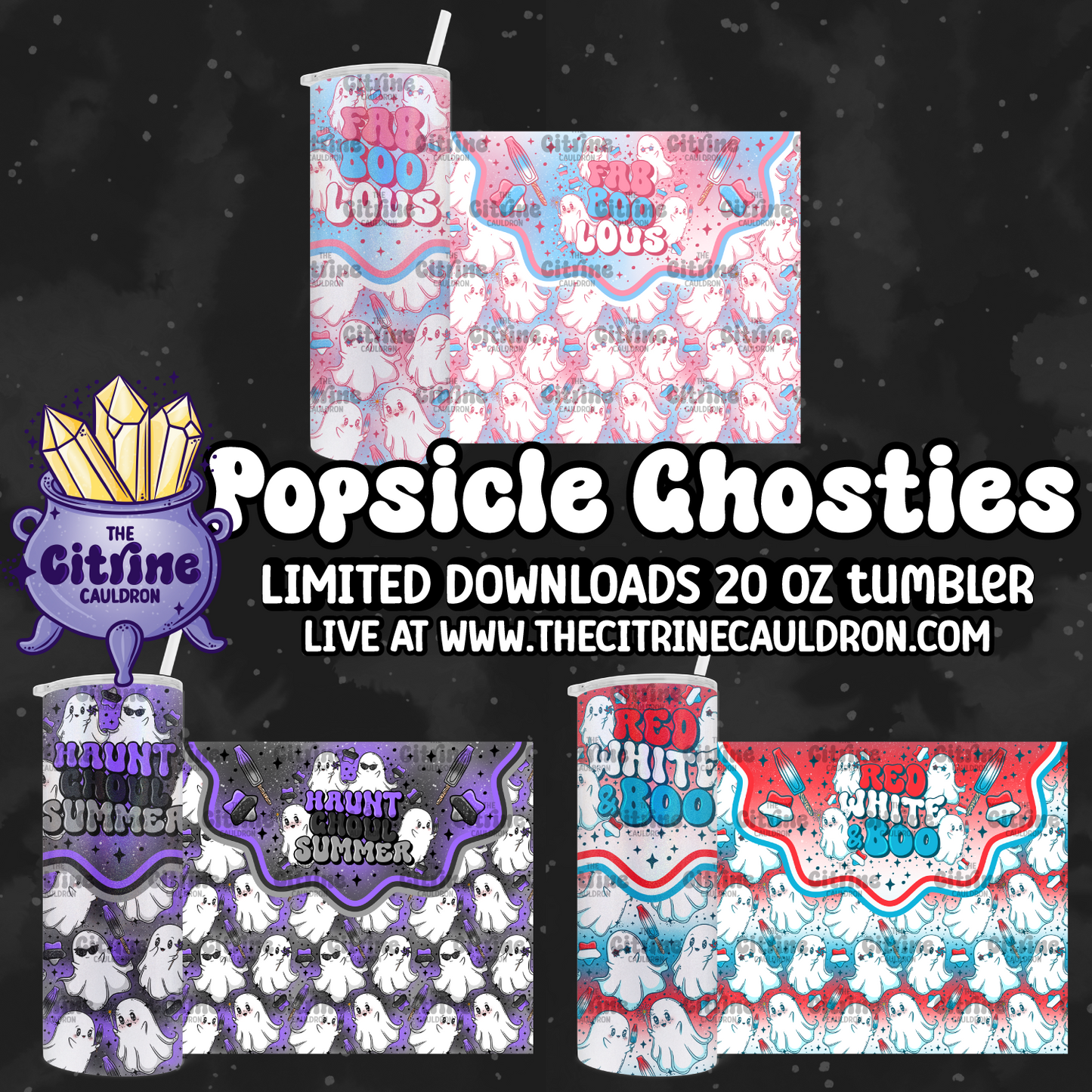 Popsicle Ghosties - PNG Wrap for Sublimation 20oz Tumbler