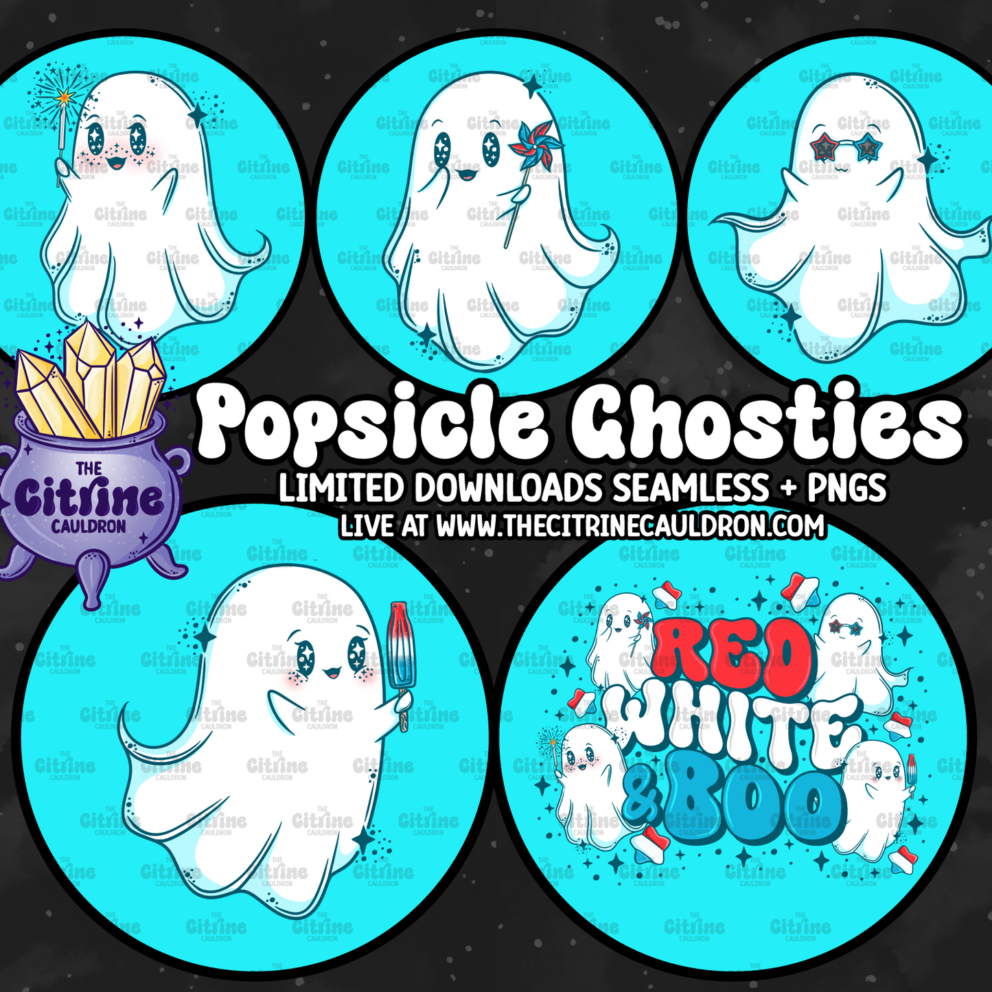 Popsicle Ghosties RWB - Sublimation PNG