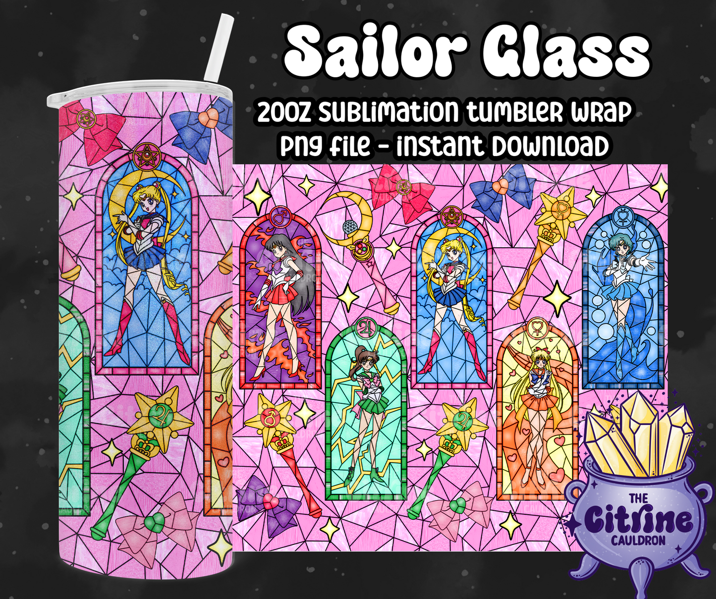 Sailor Glass Color - PNG Wrap for Sublimation 20oz Tumbler