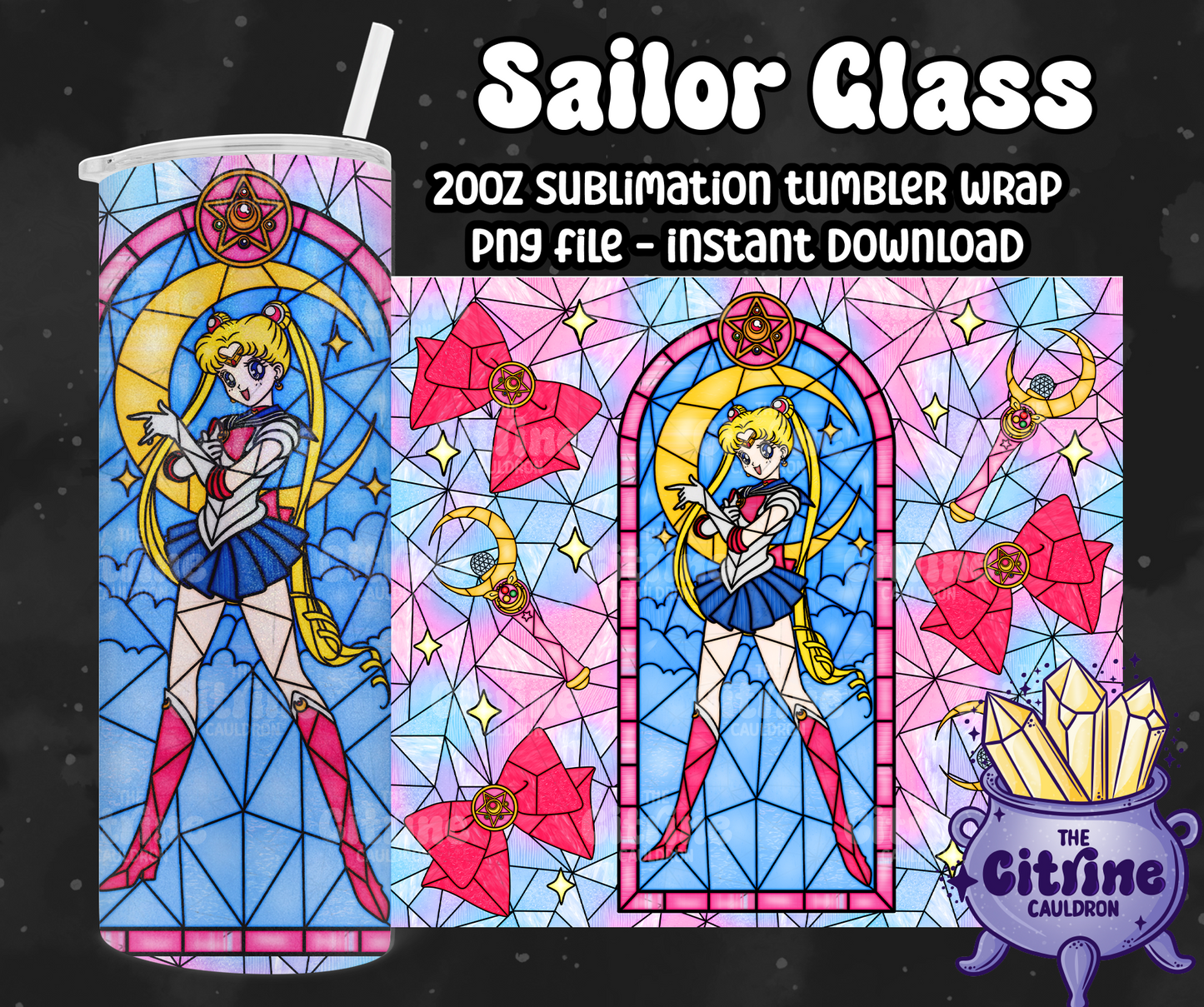 Sailor Glass Color - PNG Wrap for Sublimation 20oz Tumbler