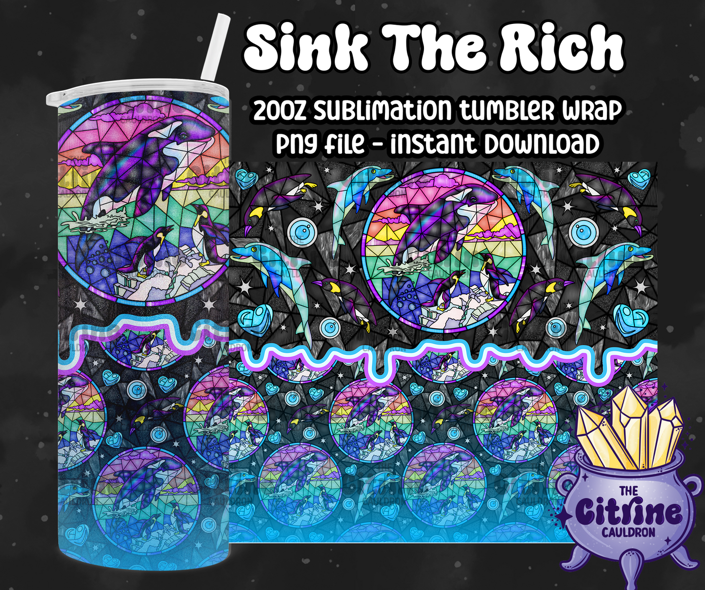 Sink The Rich - PNG Wrap for Sublimation 20oz Tumbler
