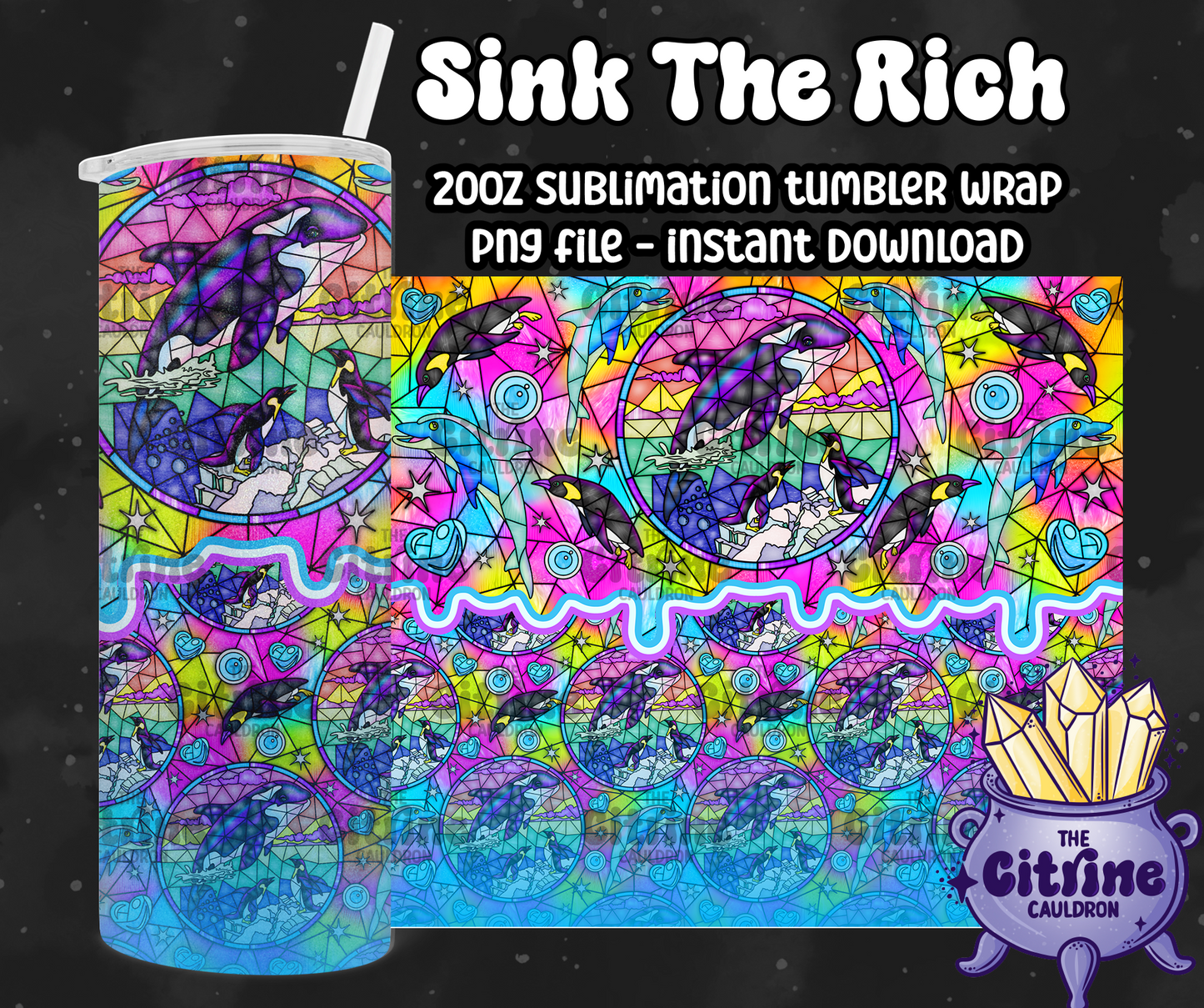 Sink The Rich - PNG Wrap for Sublimation 20oz Tumbler