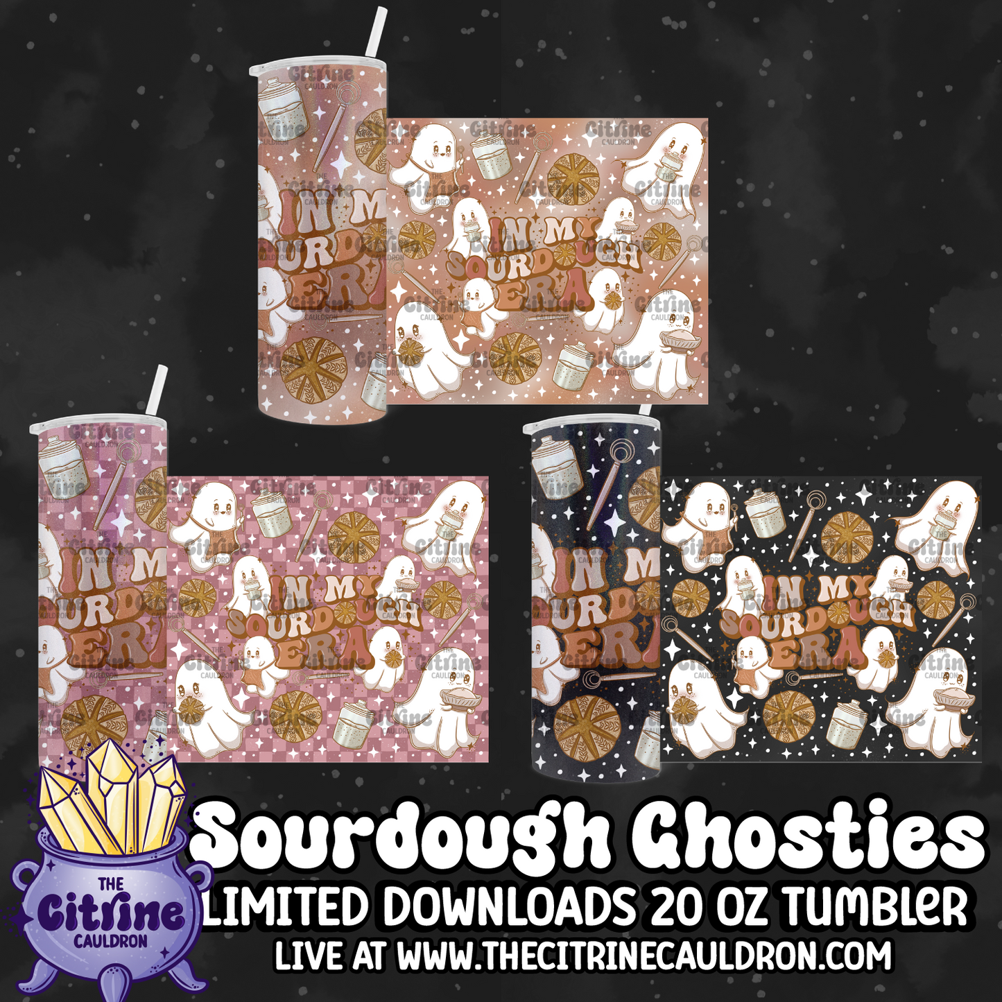 Sourdough Ghosties - PNG Wrap for Sublimation 20oz Tumbler