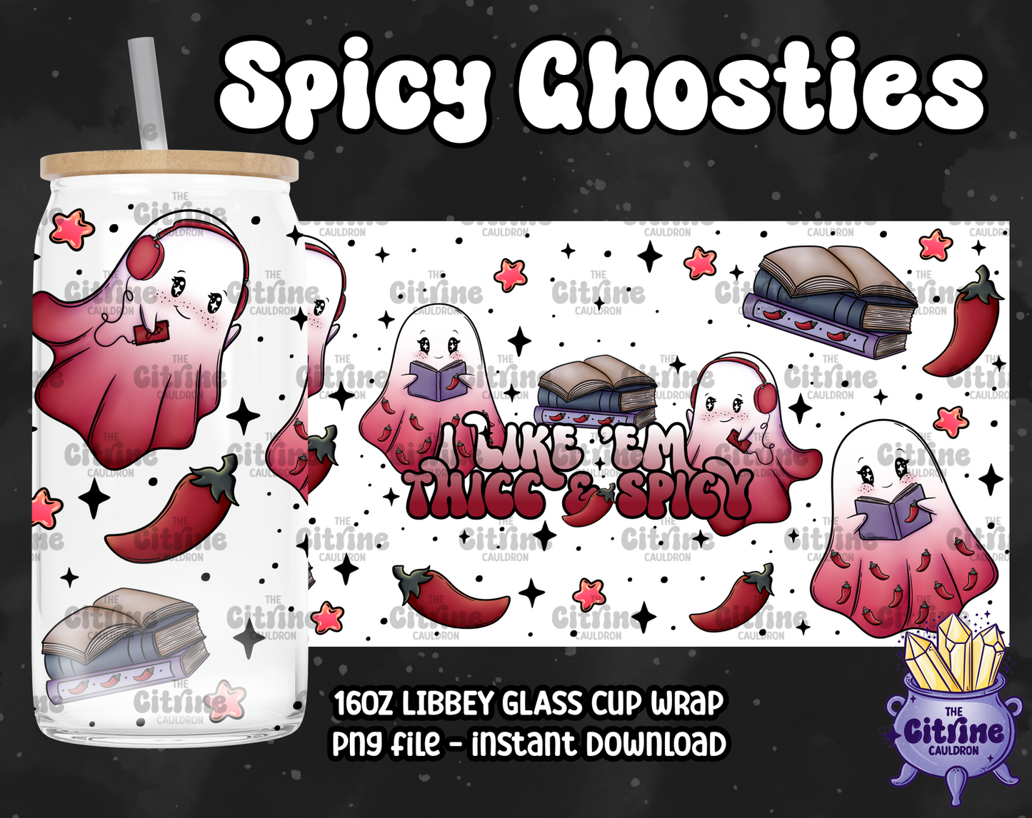 Spicy Ghosties - PNG Wrap for Libbey 16oz Glass Can