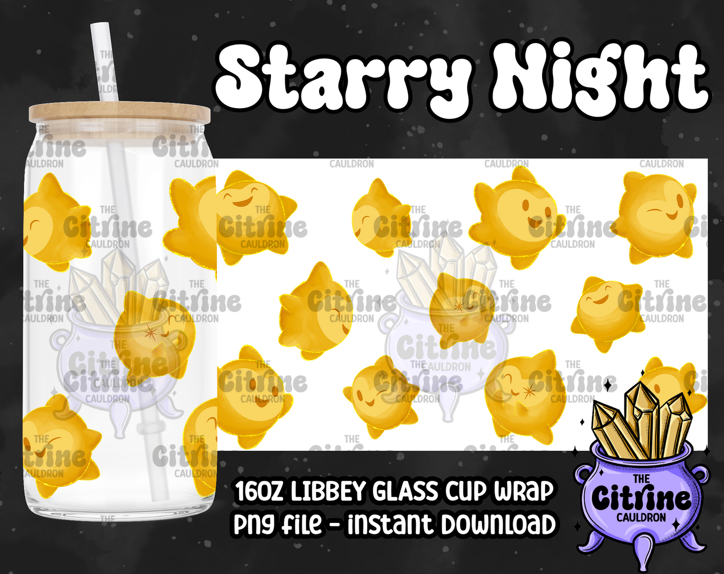 Starry Night - PNG Wrap for Libbey 16oz Glass Can