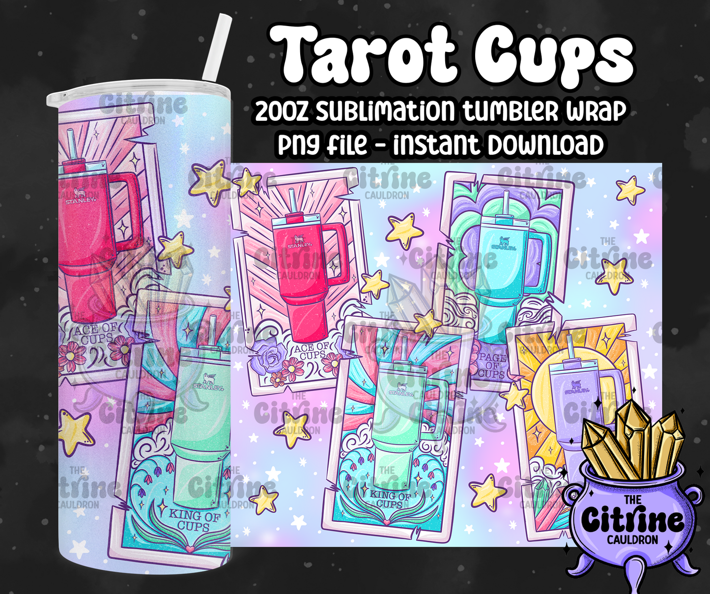Tarot Cups - PNG Wrap for Sublimation 20oz Tumbler