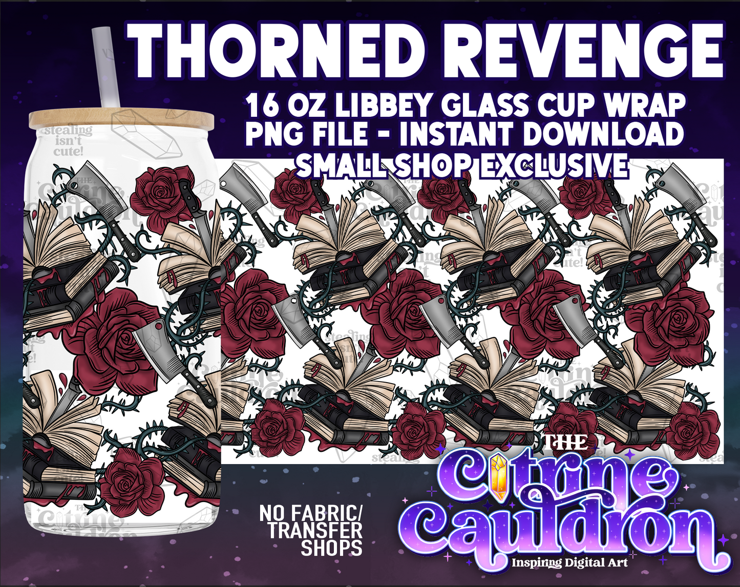 Bookish - PNG Wrap for Libbey 16oz Glass Can - SMALL SHOP