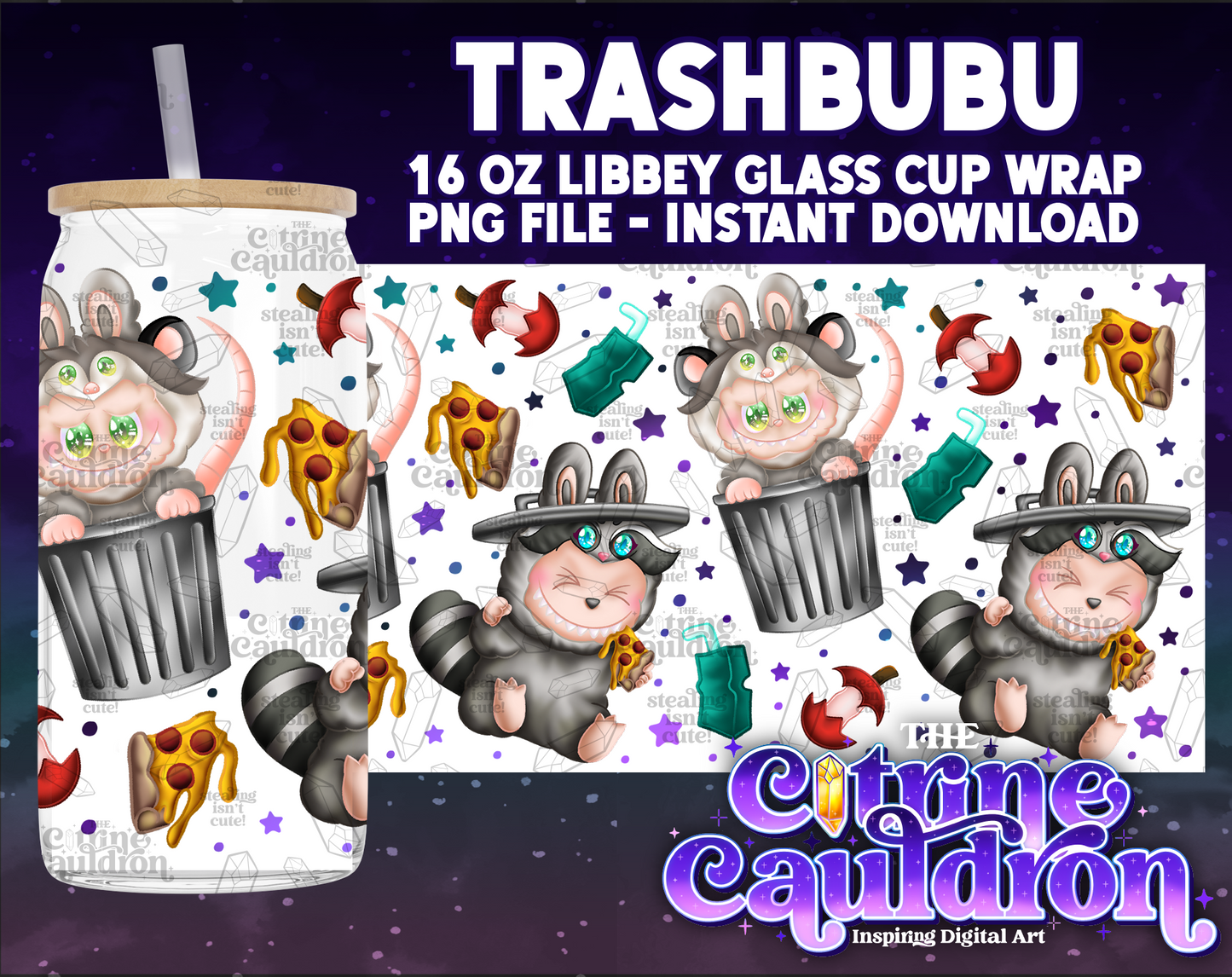 Trashbubu - PNG Wrap for Libbey 16oz Glass Can