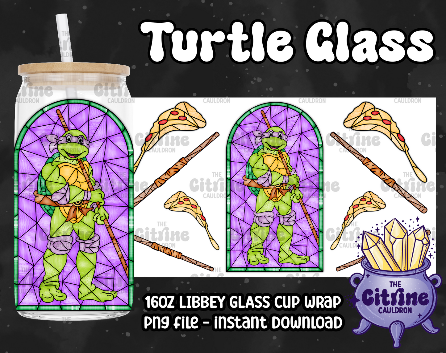 Turtle Glass - PNG Wrap for Libbey 16oz Glass Can