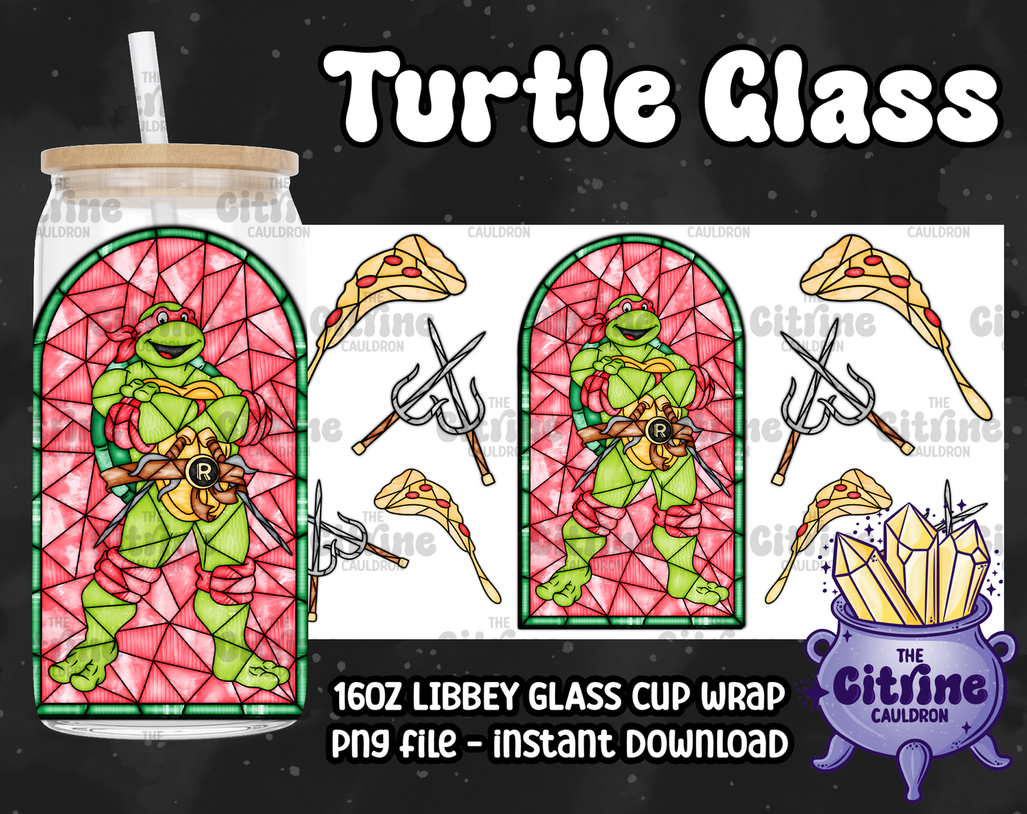 Turtle Glass - PNG Wrap for Libbey 16oz Glass Can