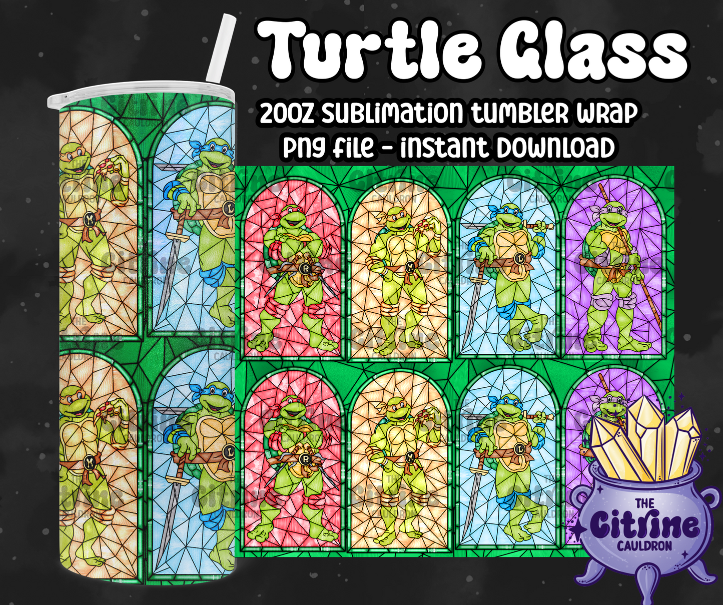 Turtle Glass - PNG Wrap for Sublimation 20oz Tumbler