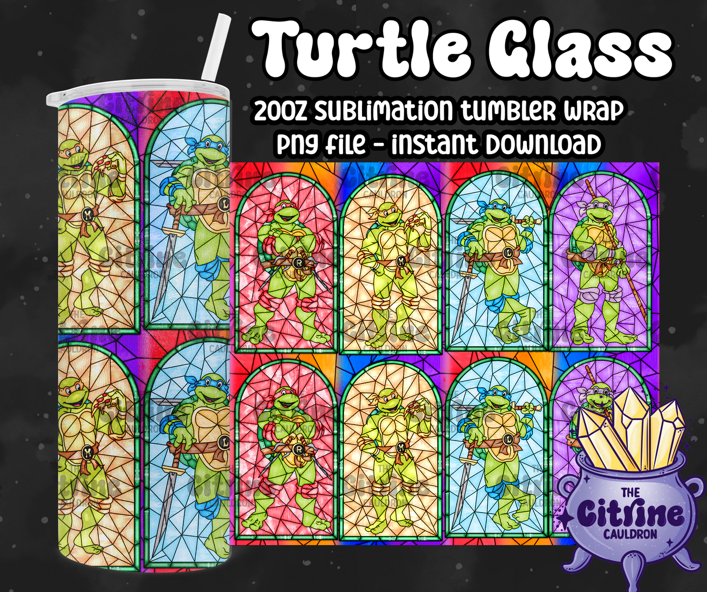 Turtle Glass - PNG Wrap for Sublimation 20oz Tumbler