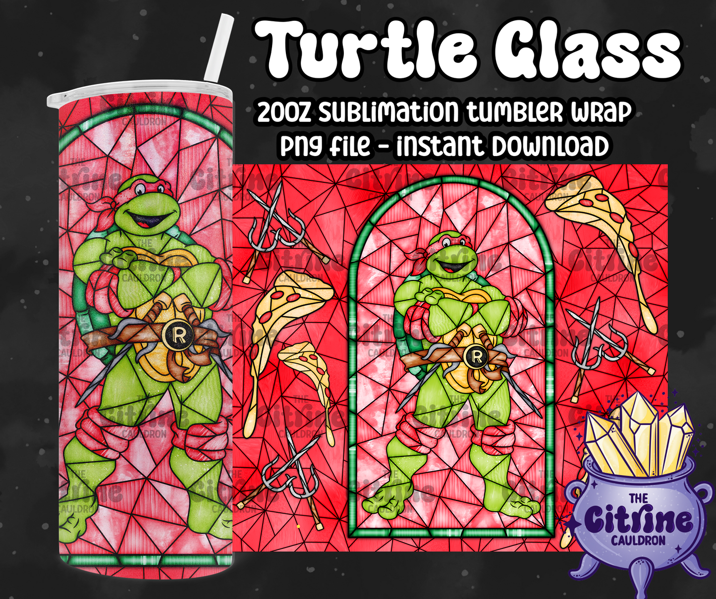 Turtle Glass - PNG Wrap for Sublimation 20oz Tumbler