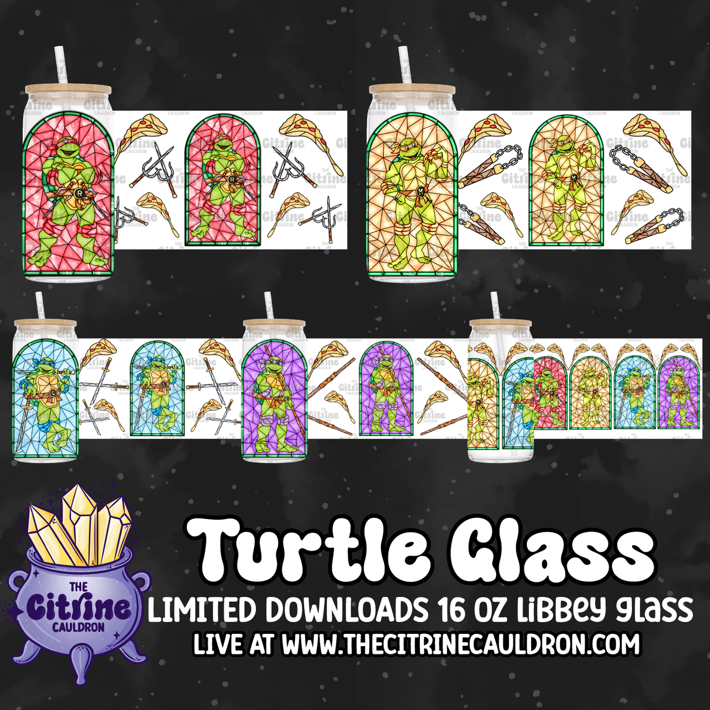 Turtle Glass - PNG Wrap for Libbey 16oz Glass Can