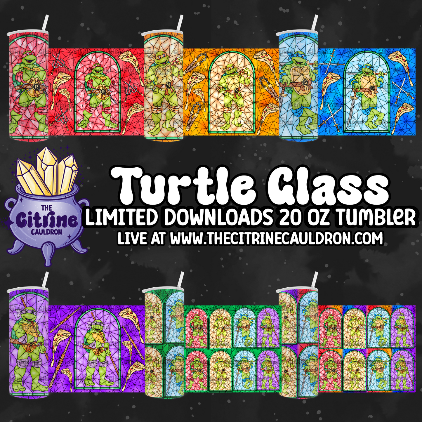 Turtle Glass - PNG Wrap for Sublimation 20oz Tumbler