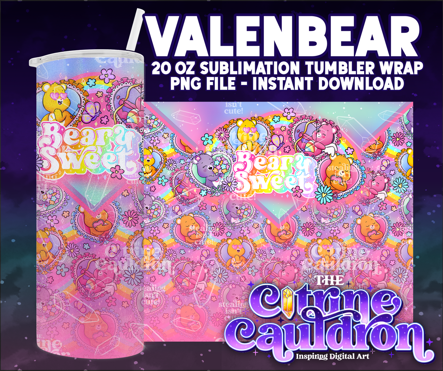 ValenBears - PNG Wrap for Sublimation 20oz Tumbler
