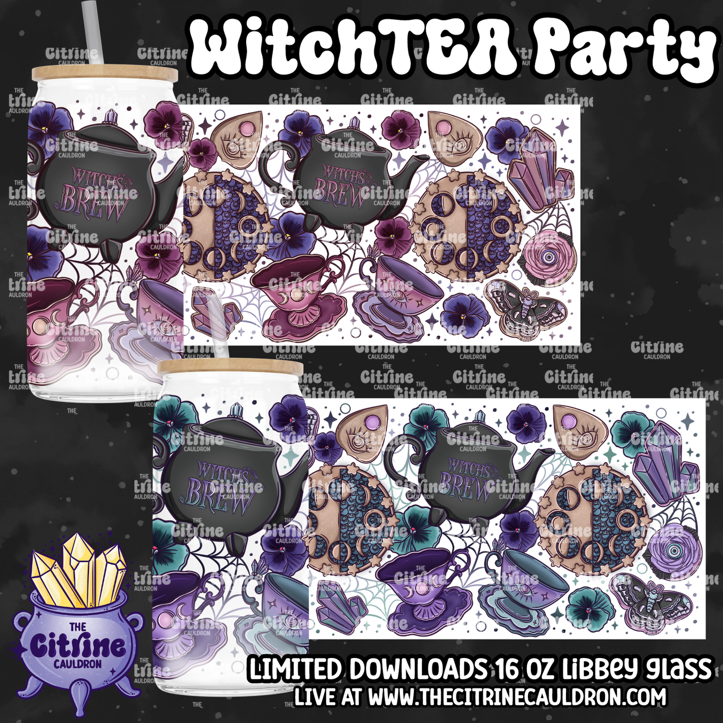 WitchTEA Party - PNG Wrap for Libbey 16oz Glass Can
