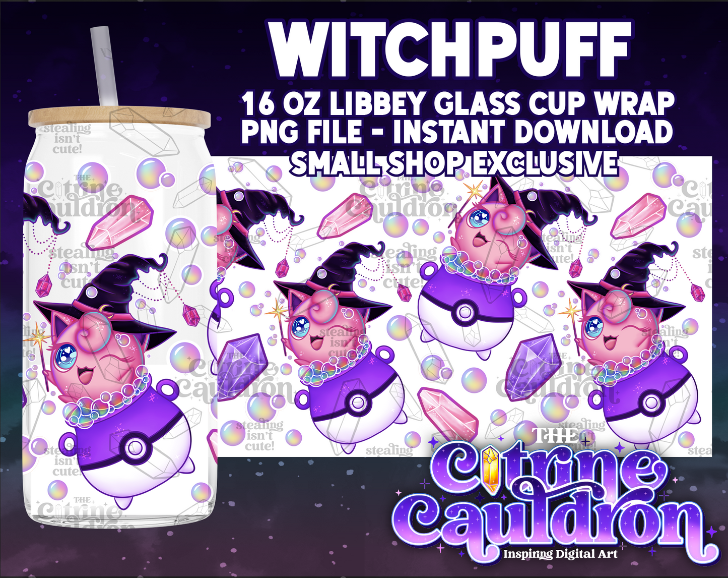 Witchpuff - PNG Wrap for Libbey 16oz Glass Can - SMALL SHOP