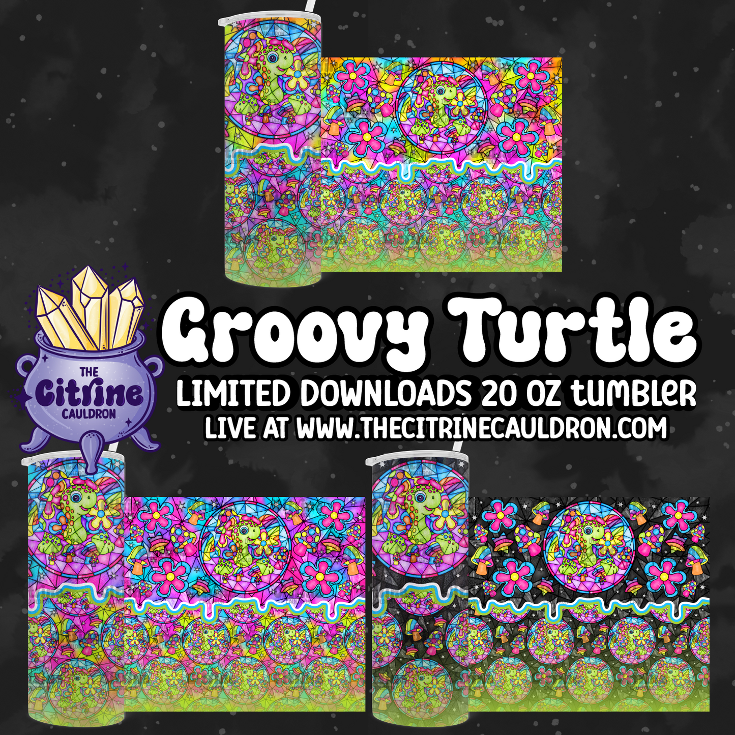 Groovy Turtle - PNG Wrap for Sublimation 20oz Tumbler