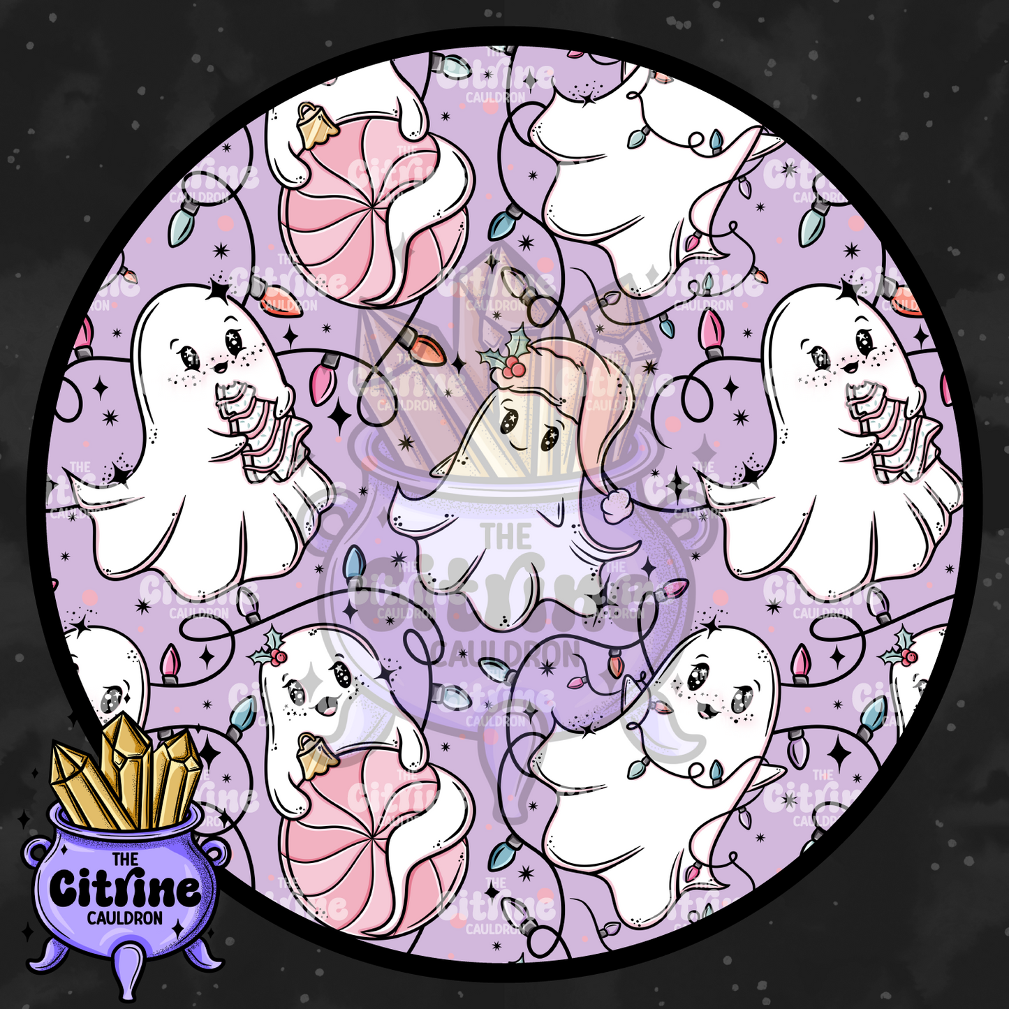 Pink Christmas Ghosties - Seamless