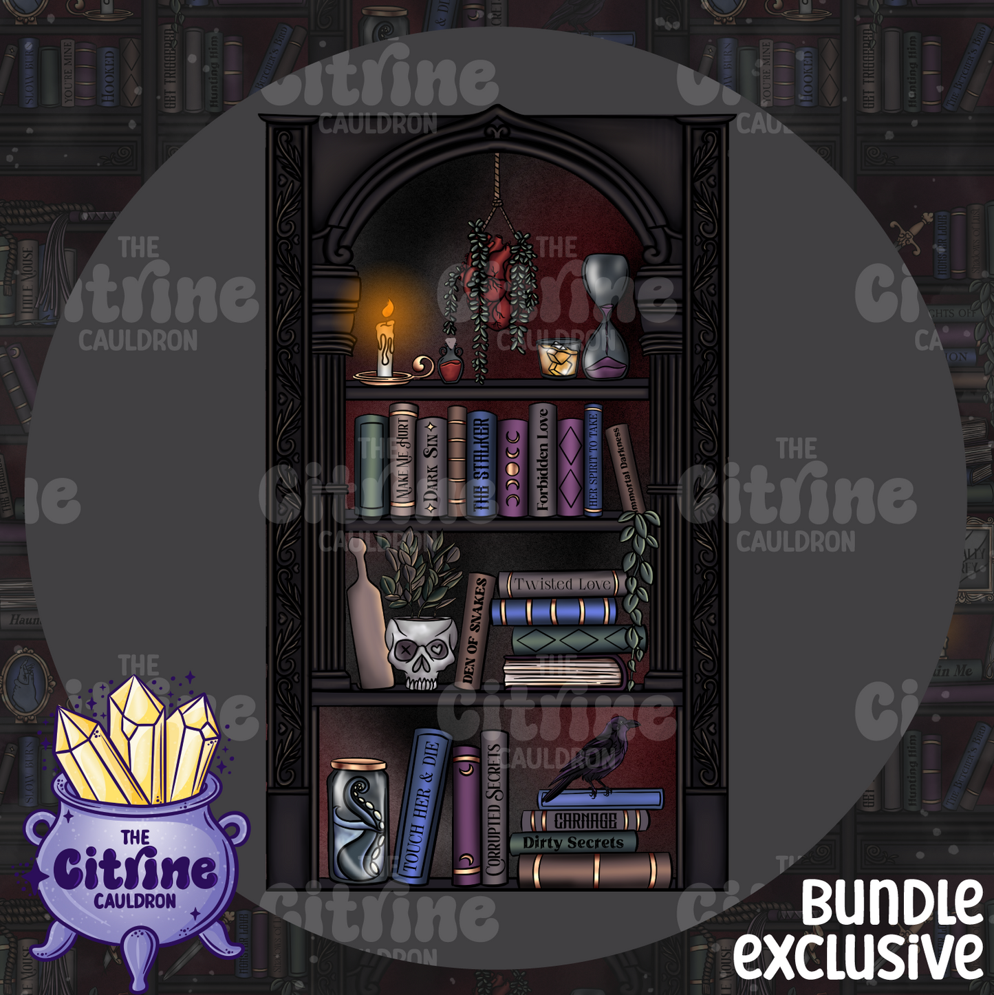 Dark Romance Library Collection - FABRIC SHOP Seamless & PNG Bundle