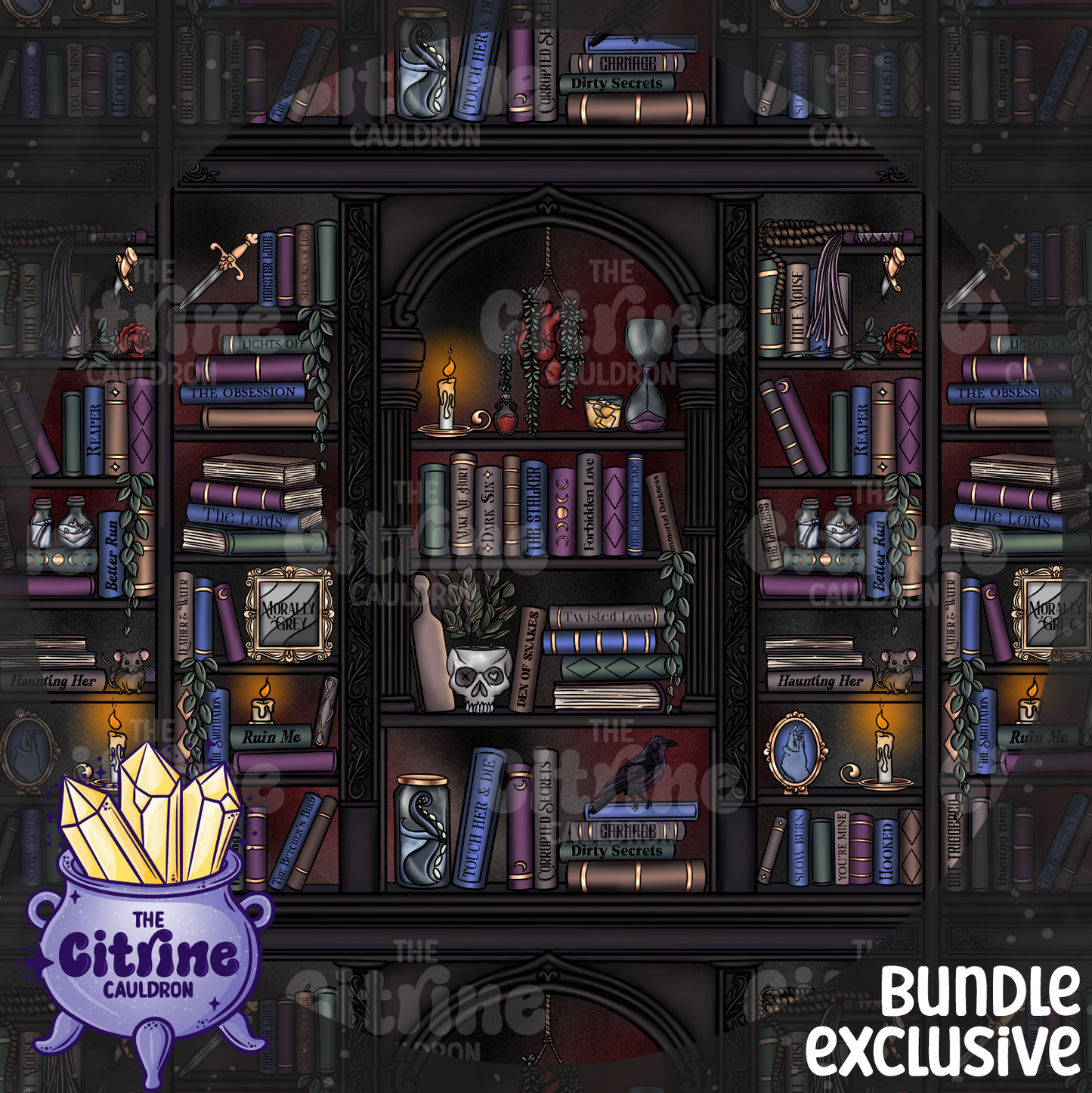 Dark Romance Library Collection - SMALL SHOP Seamless & PNG Bundle