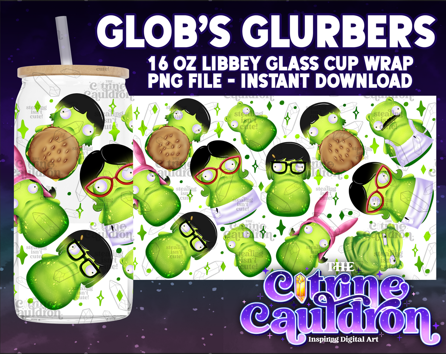 Glob's Glurbgers - PNG Wrap for Libbey 16oz Glass Can