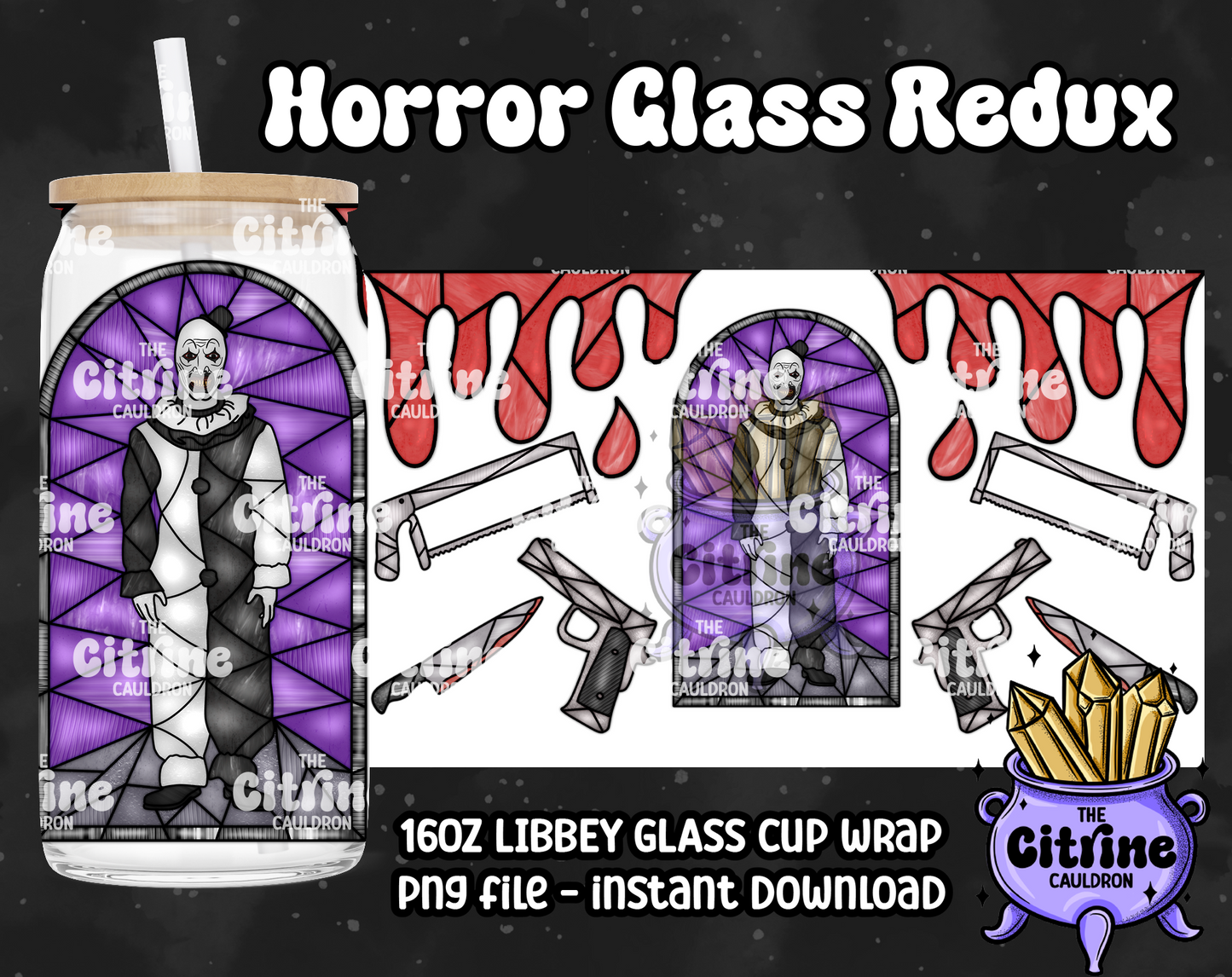 Horror Glass Redux - PNG Wrap for Libbey 16oz Glass Can